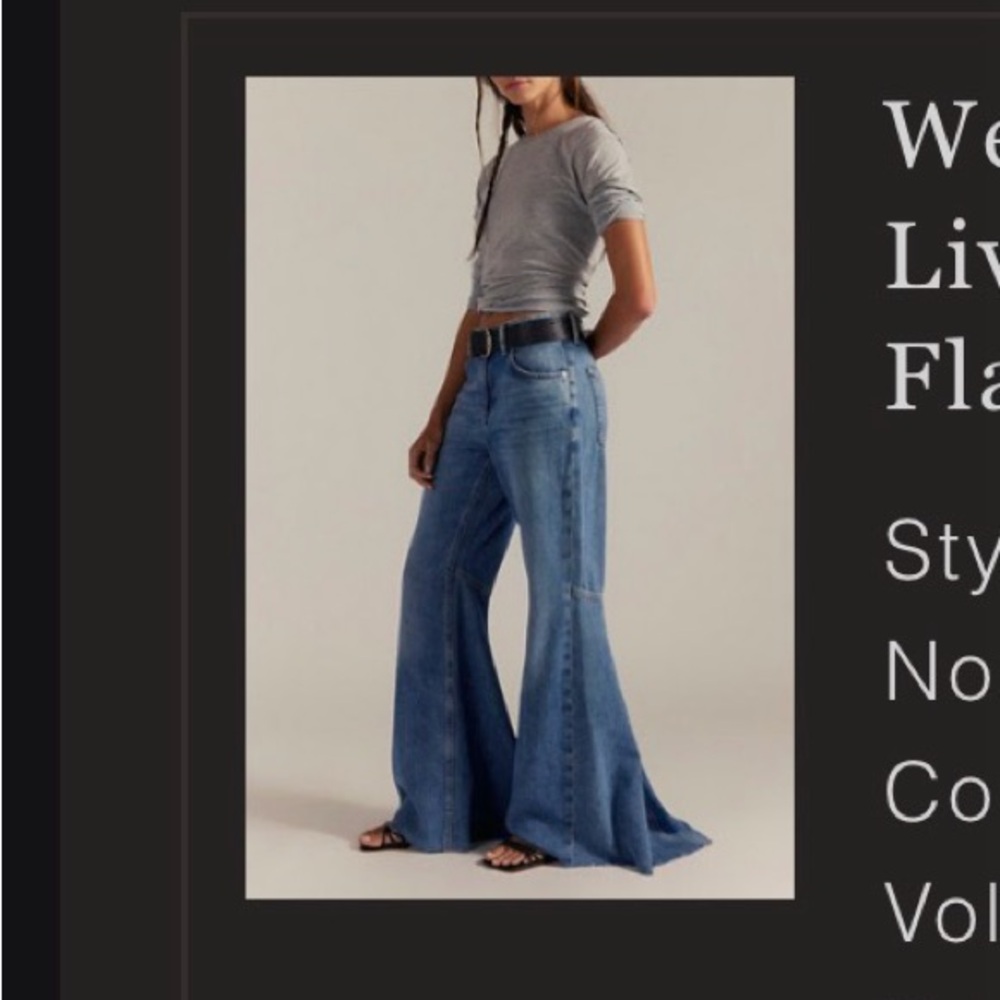 FP Movement by Free People Light Blue High-Rise Wide Flare Jeans